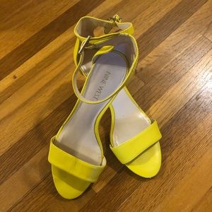 Yellow kitten heels